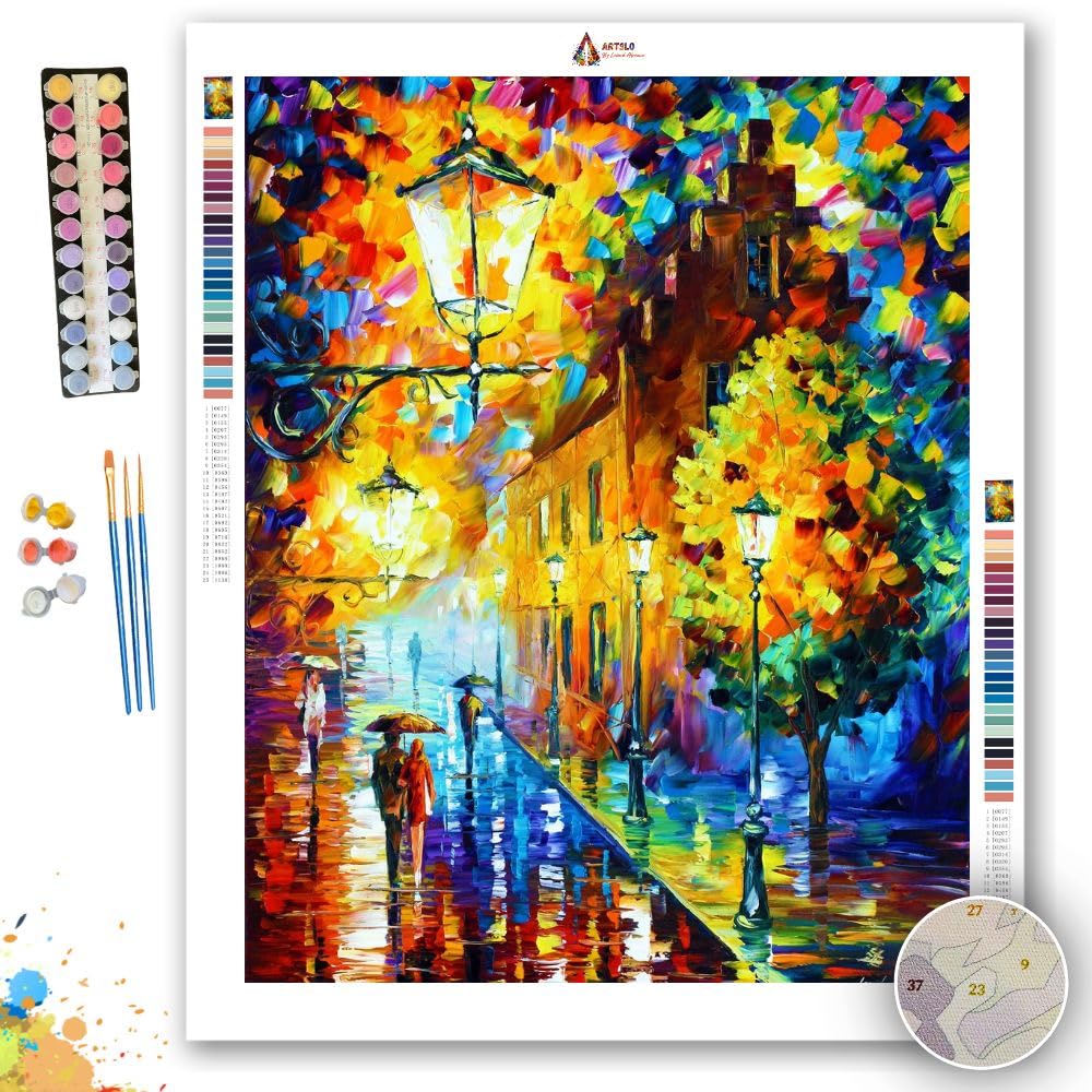 afremov Night's Lights - Paint by Numbers Kit by Leonid Painting - Acrylic Paints, Magnifier, and Brushes for Adults and Kids Beginner (40 * 50cm/16 *