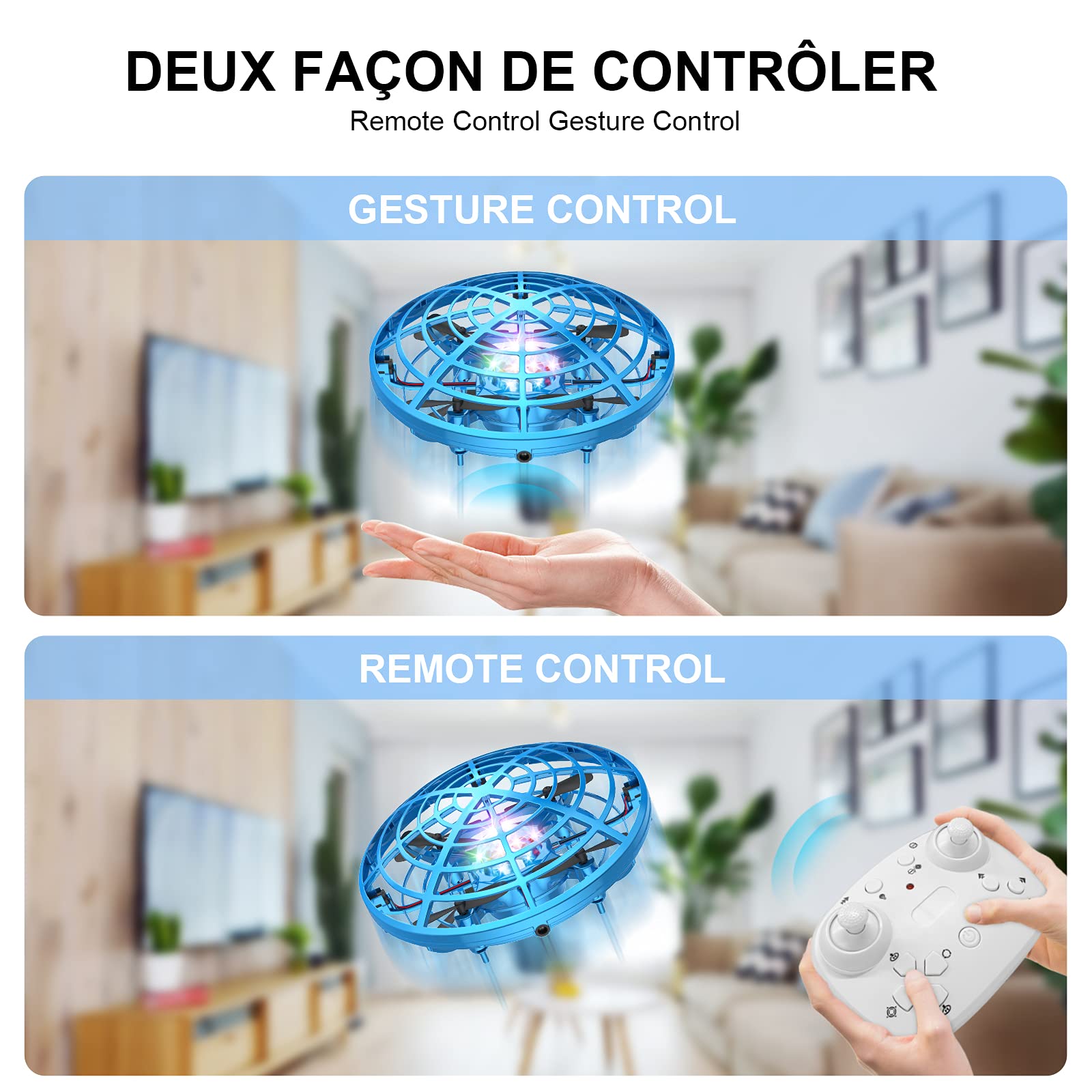 Nowy Drones à Main, Mini Drone UFO Mains Libres Rotaion 360°, Télécommande LED Avion Jouet Volant Cadeau dla dzieci