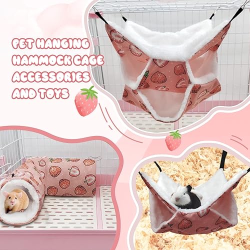 Miniatura 4 de LYART Hamaca de conejillo de indias, rata y cama cálida, túnel de escondite para mascotas, hamaca colgante para hámster, azucarera, ardilla (5.