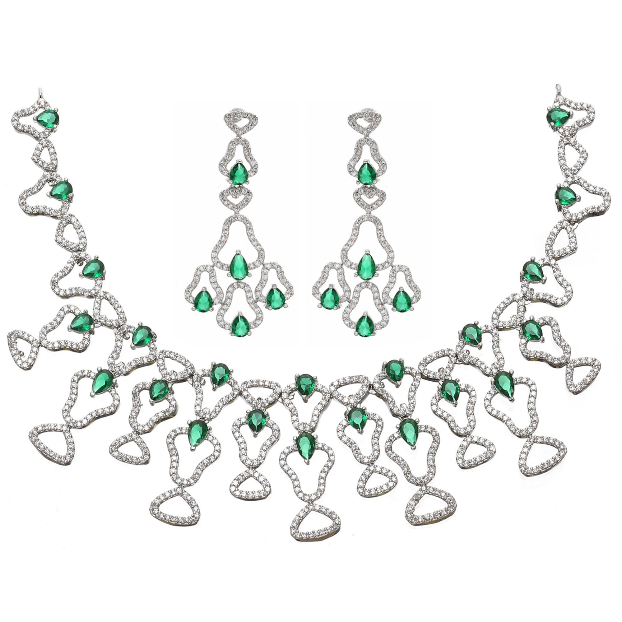 See full amazon price history chart for ZENEME Rhodium-Plated American Diamond Studded Quirky Design Necklace With Earrings Jewellery Set For Girls and Women (Green) ZENEME Rhodium-Plated American Diamond Studded Quirky Design Necklace With Earrings Jewellery Set For Girls and Women (Green) (B0CGR2YVV7) Amazon Price History, Amazon Price Tracker