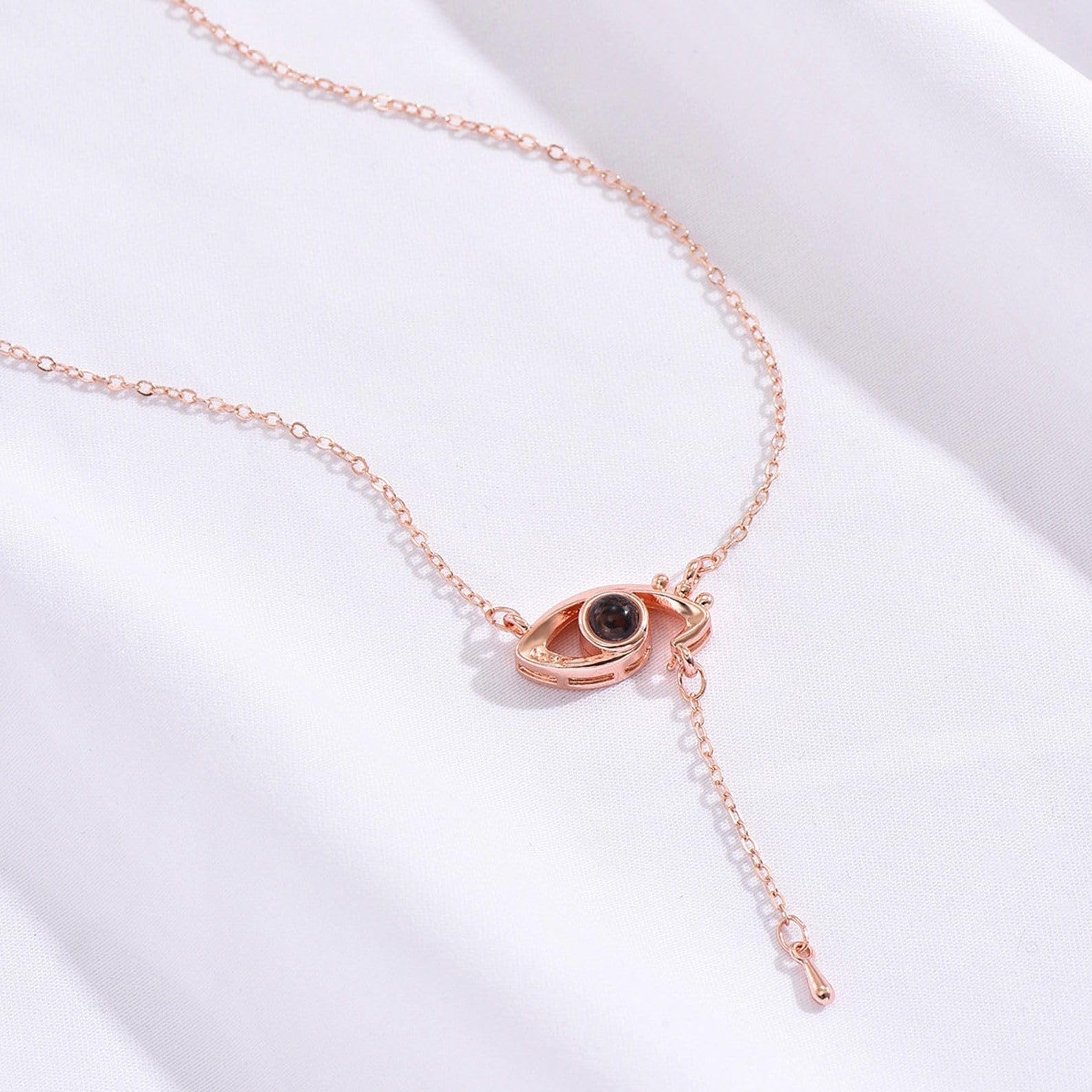 Collana di proiezione dell'occhio del male argento sterling 925 personalizzato collana di foto pendente commemorativo per la sua mamma San Valentino fatto a mano personalizzato
