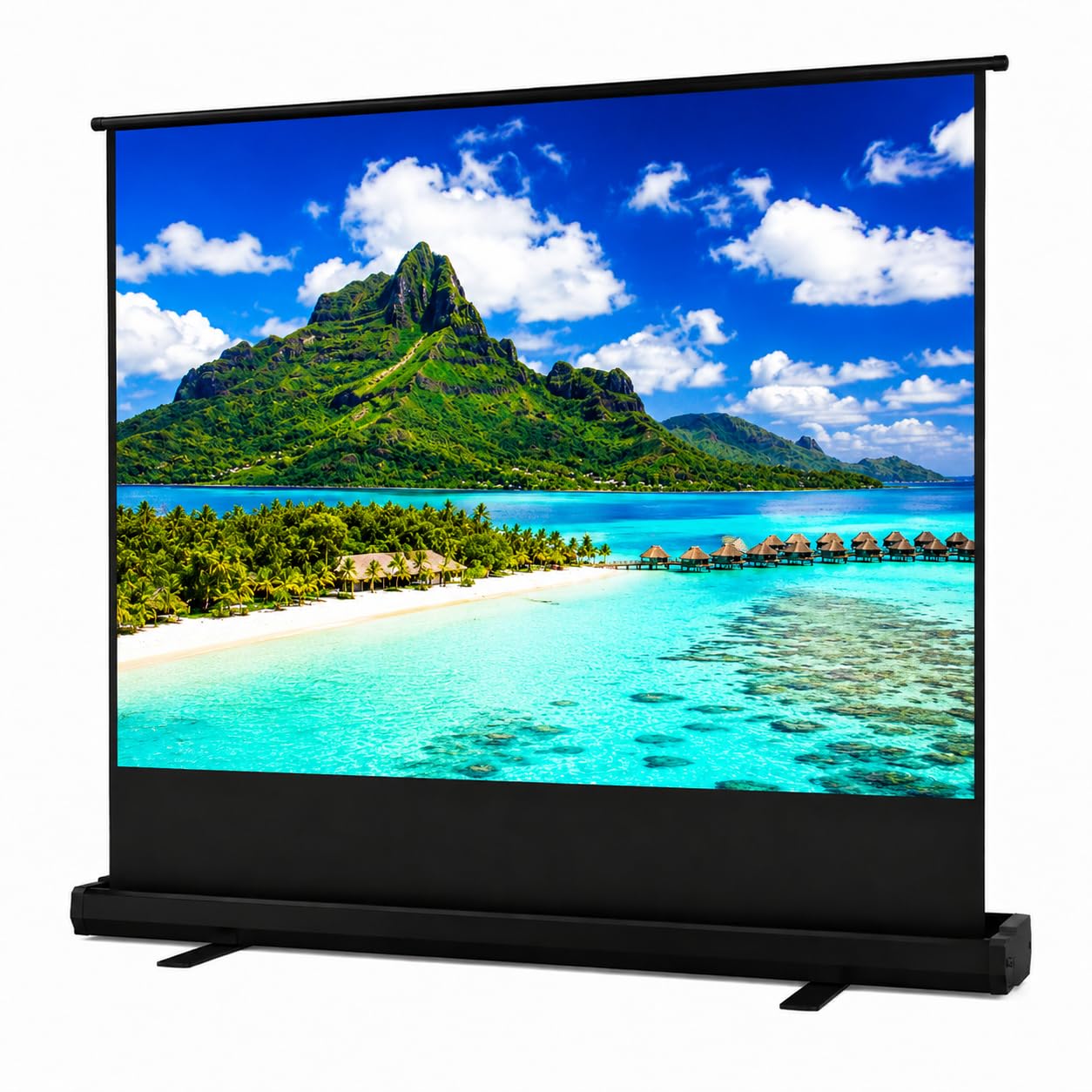 Tragbare Non-Tension ALR Leinwand Beamer 100 Zoll Format 16:9,Hochziehbare Pull-Up Beamer Leinwand mit Ständer,Ideal für Heimkino, Innen-/Außenfilme