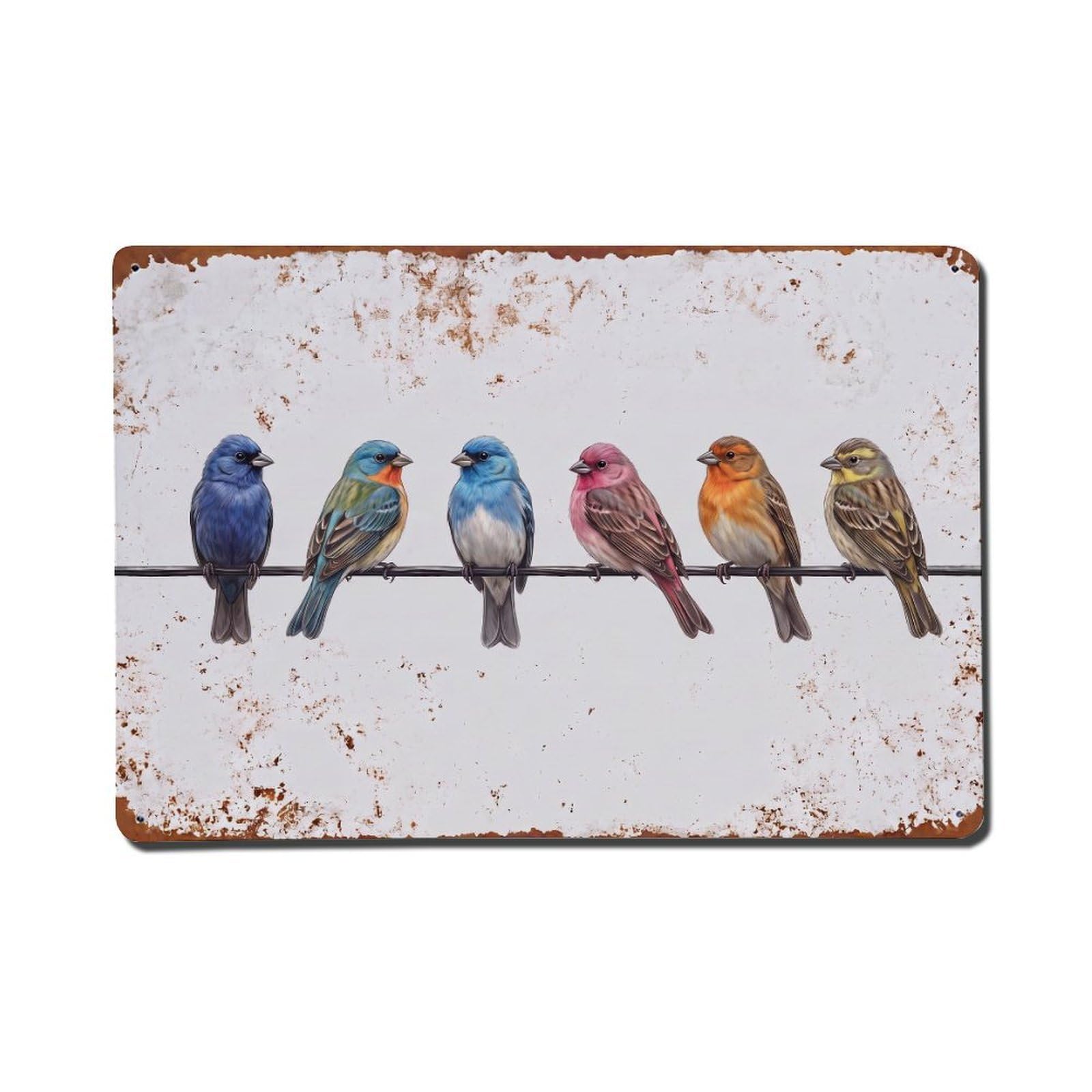 Vintage Retro Birds Bunting Metal Tin Sign