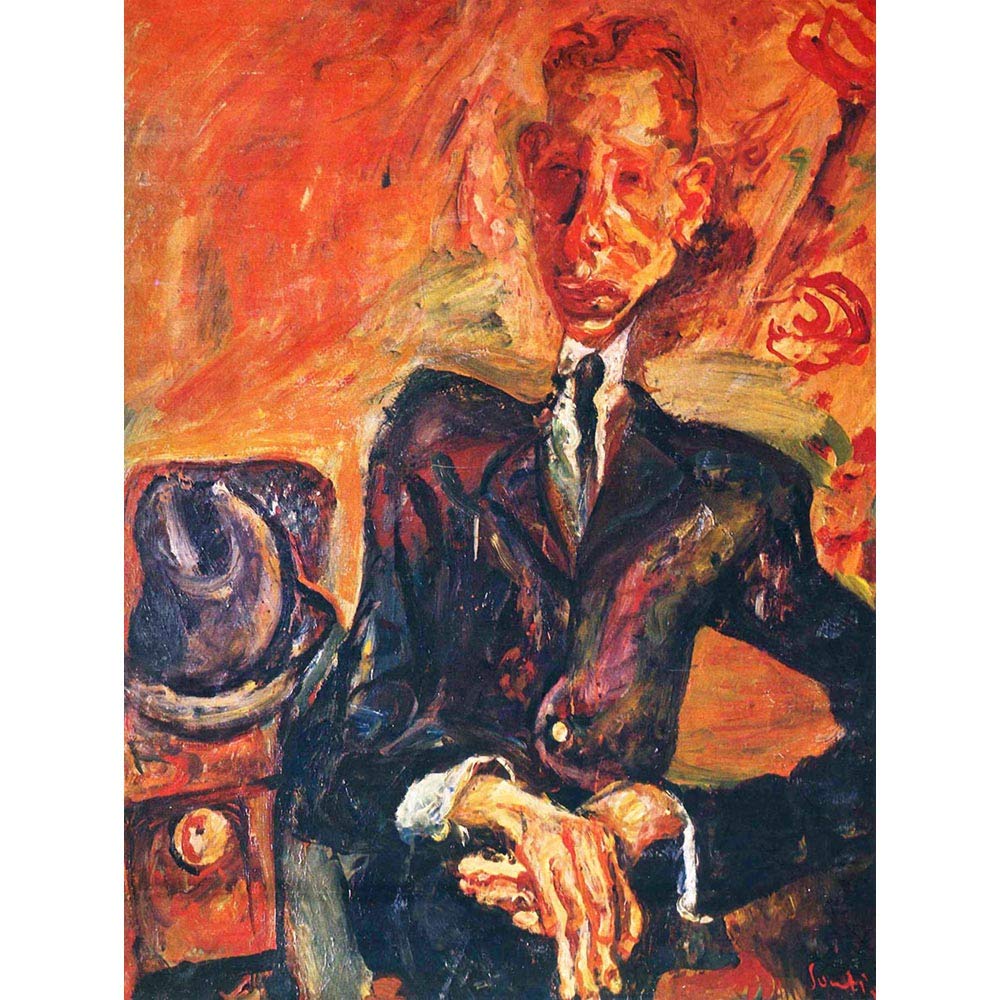 Wee Blue Coo Chaim Soutine Portrait Man Surreal Art Print Poster Wall Decor 12X16 Inch