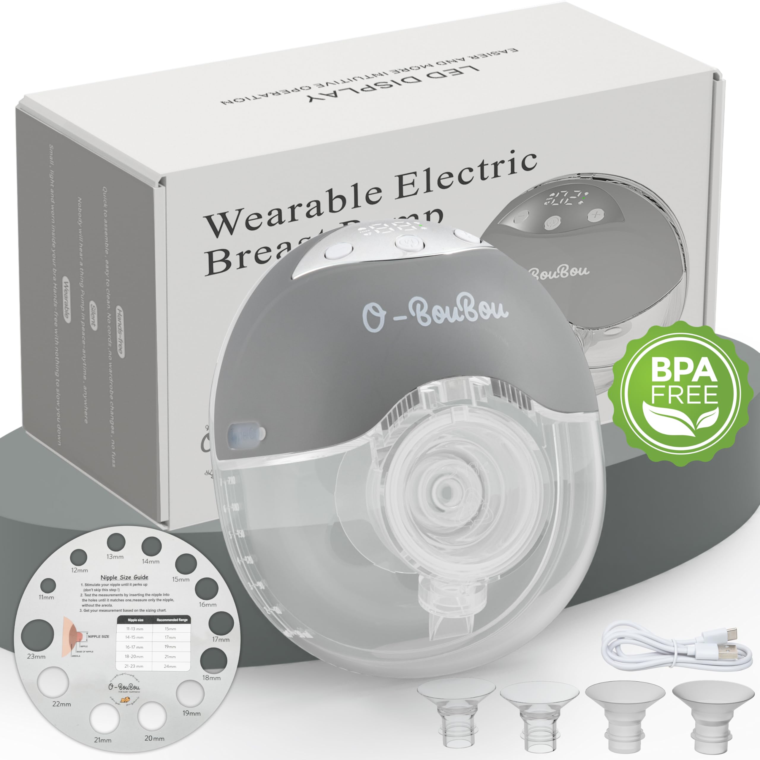 Tiralatte Elettrico Tiralatte elettrico Indossabile a Mano Libera in Silicone Senza BPA – Con Batteria a Lunga Durata, 12 Livelli e 4 Modalità, Flange 24mm + 4 inserti flange (19/21mm) 1 Pezzo