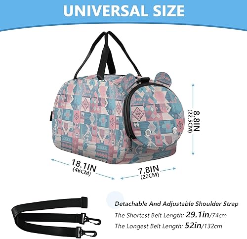 Miniatura 3 de Boho Peach Blue Vintage Flowers Duffel Bolsas de gimnasio con compartimento para zapatos, bolsa deportiva de gran capacidad, bolsa de viaje para