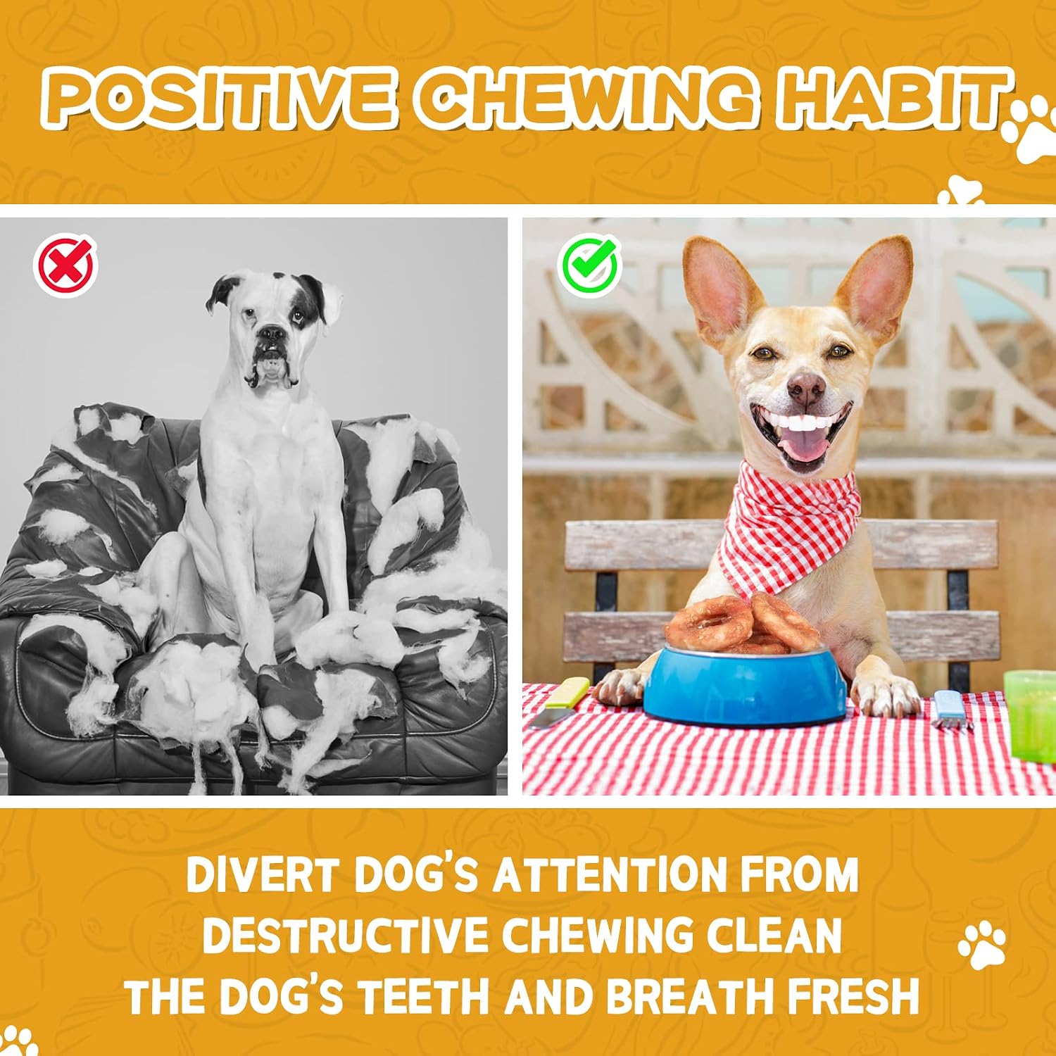 PAWUP Dog Treat Chicken & Duck Wrapped Rawhide Long Lasting Dog Treat Ring w/Taurine for Aggressive Chewer