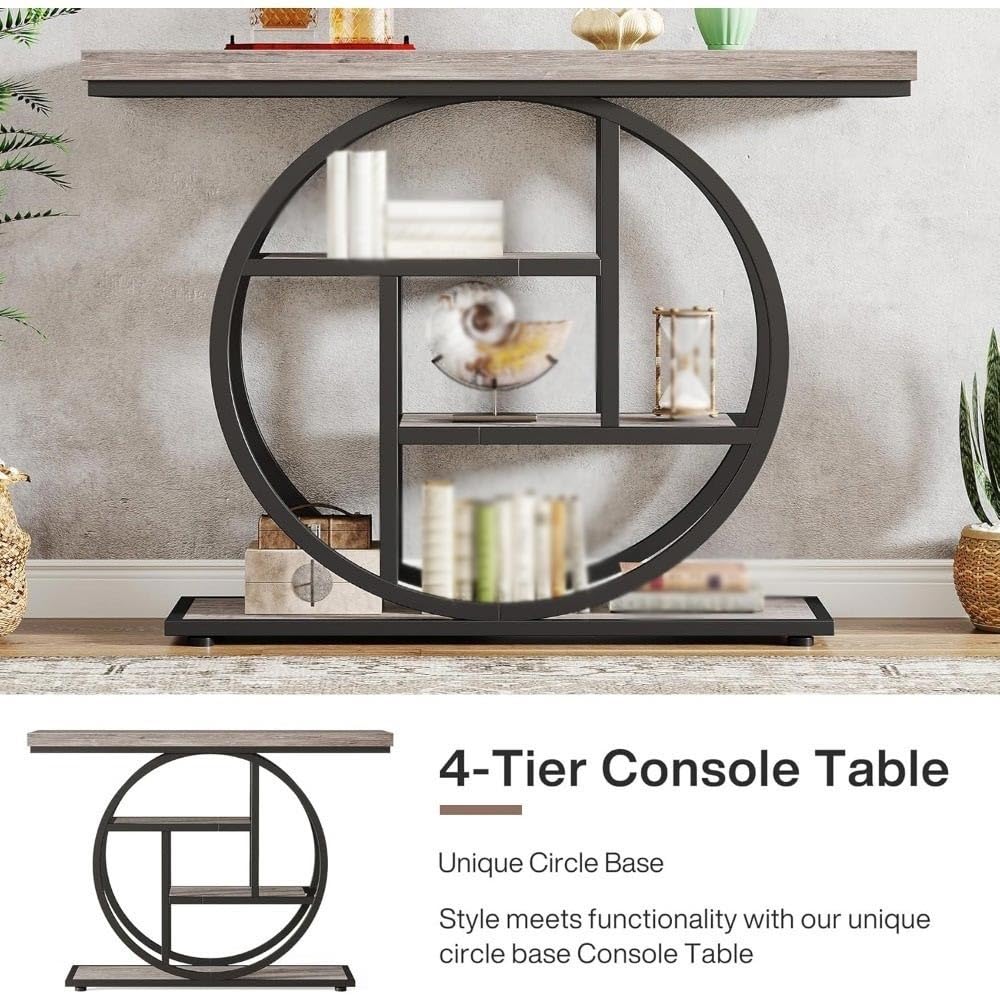 Tavolo da corridoio Tavoli con ripiani portaoggetti for soggiorno(Rustic Brown)