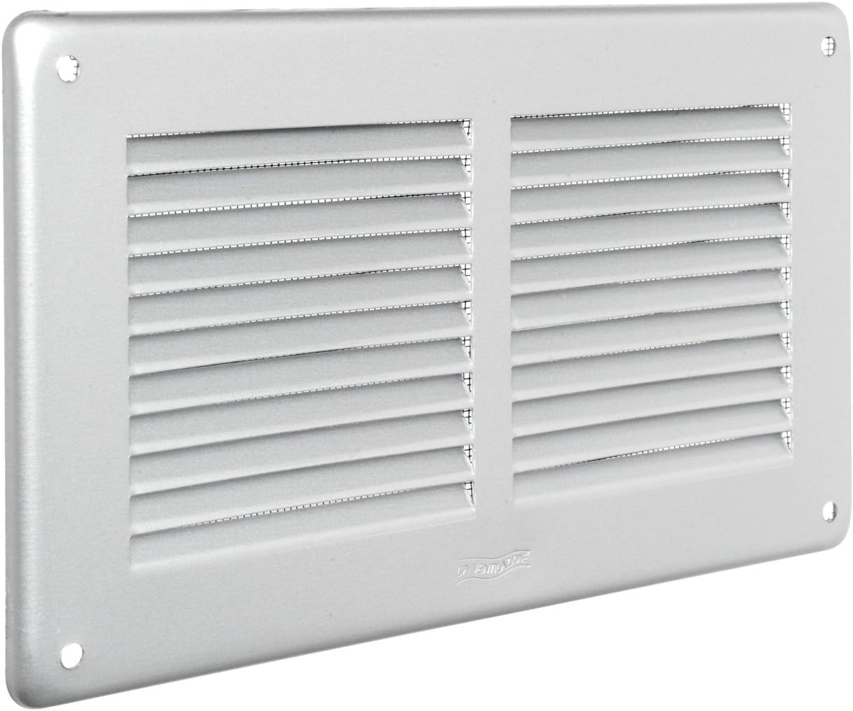 Griglia Di Ventilazione Rettangolare In Alluminio Verniciato, 340x240 Mm, Da Sovrapporre Con Rete Antinsetti, Colore Argento