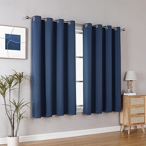 Miniatura 6 de ChrisDowa Cortinas opacas con ojales para dormitorio y sala de estar, juego de 2 paneles con aislamiento térmico para oscurecer la habitación (azul