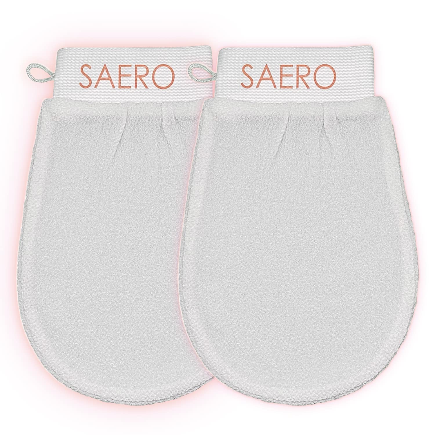 SAERO Korean Exfoliating Mitt (2 Piece) Shower Glove to Exfoliate Dry