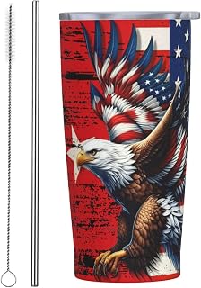 Turkey Turks American Flag Usa Eagle 20oz Stainless Steel Vacuum Insulated Tumbler With Lid & Straw Thermal Mug Vacuum Cup Keeps Drinks Hot/Cold For Hours Everyday Use