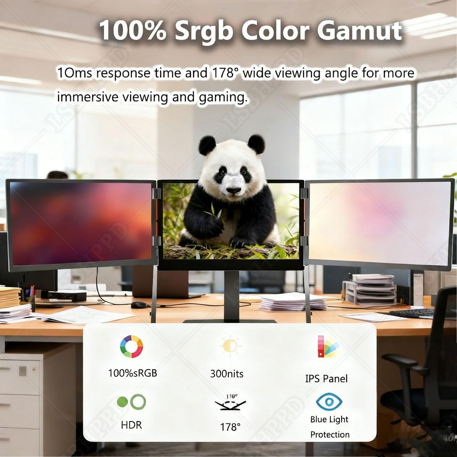 15.6” Monitor Portátil Triple Pantalla,Extensor Pantalla Portátil Fhd 1080p 120% Srgb,Plug and Play con USB-C/HDMI,Compatible con Portátiles 14-15.6 Pulgadas – Ideal para Trabajo Y Vi 15.6in — view 3