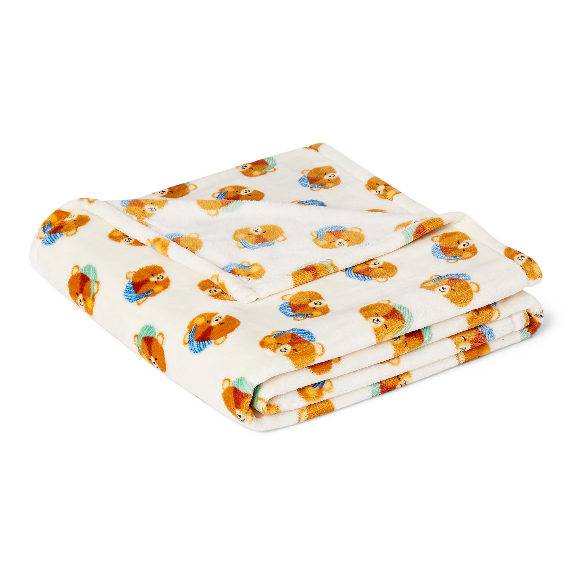 Amazon Basics Fleece Throw Blanket for Kids, Soft and Cozy, for Sofa and Bedroom, 100% Recycled Polyester, Woodland Bears, 127 x 152 cm