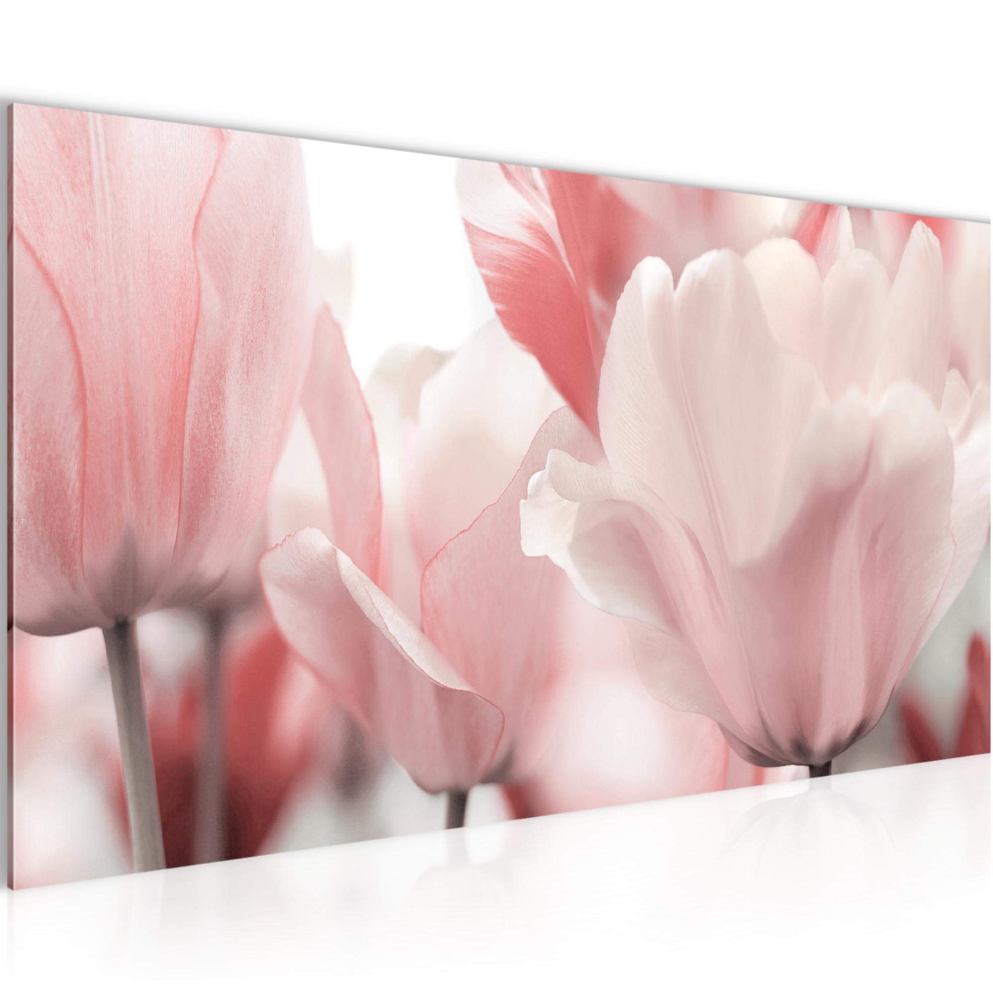 Runa Art Cuadro Decorativo Flores Tulipanes 1 Parte Moderno Cuadro Lienzo no Tejido para Sala Flor Prado Rosa Gris 203912a