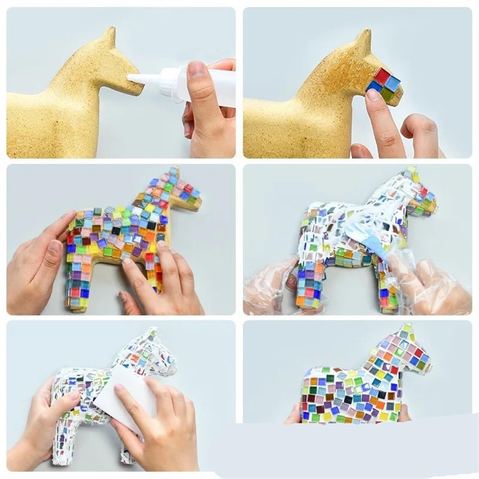 Teselas Para Mosaicos Paquete de Material de arte cerámico de mosaico, artesanías creativas de modelado de Pony, azulejos, decoración de habitación(1 cm Mosaic horse C)