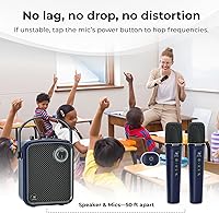 Vista 6 de Amplificador de voz inalámbrico con 2 micrófonos inalámbricos, micrófonos y juego de altavoces, micrófonos para profesores para cantar, máquina