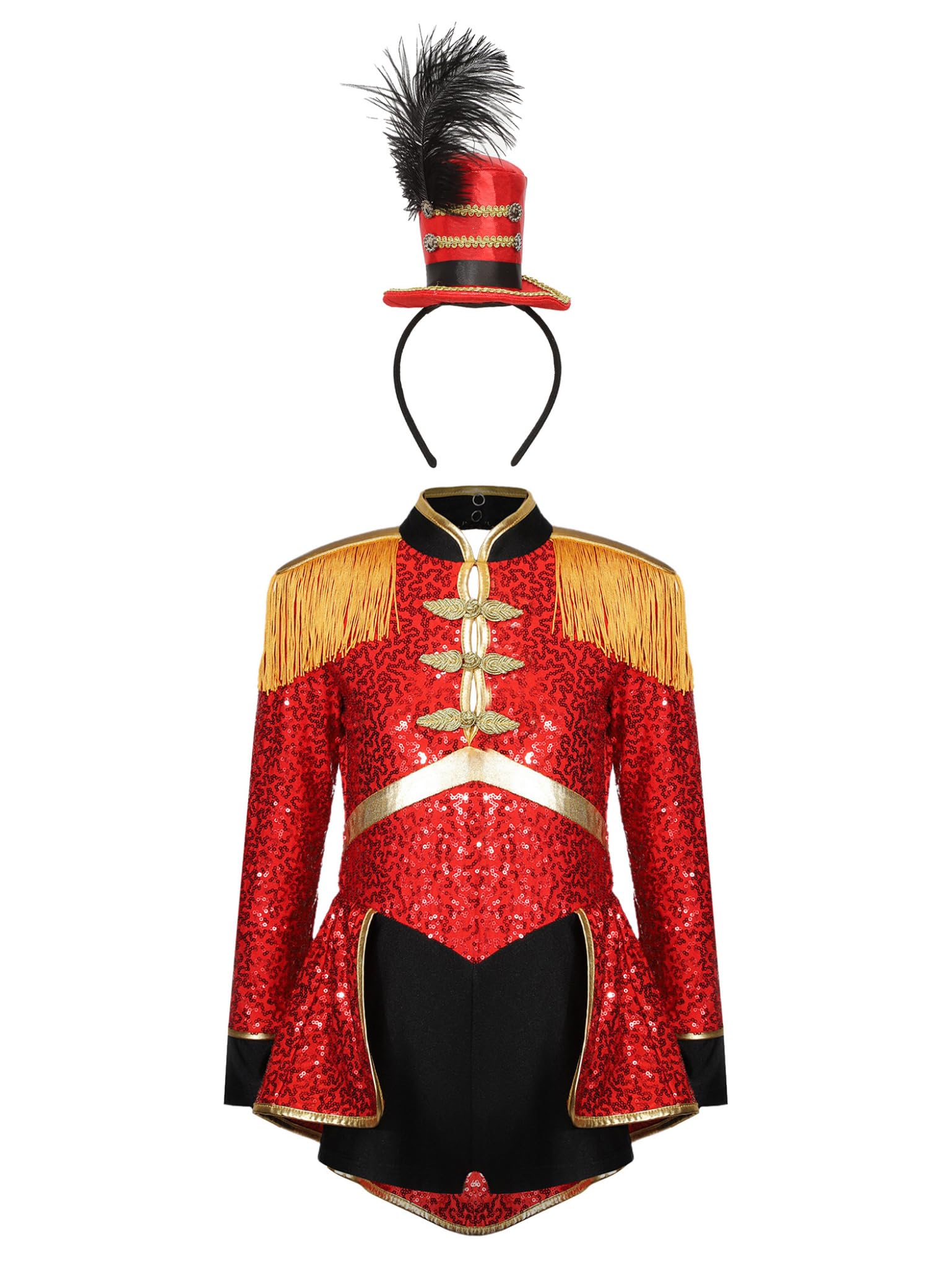 Disfraz de director de circo para niña, uniforme con diadema brillante, manga larga, vestido de baile, Halloween, Navidad, carnaval, espectáculo