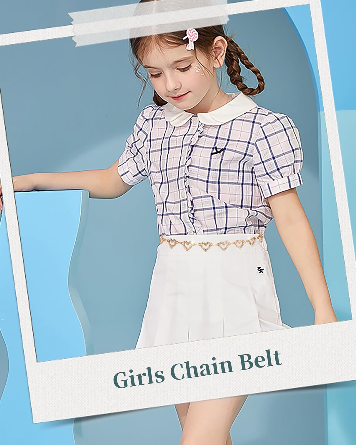 AWAYTR Heart Chain Belts for Girls - Rhinestone Silver and Gold Metal Waist Belt for Flower Girl Dresses Jeans - Image 3