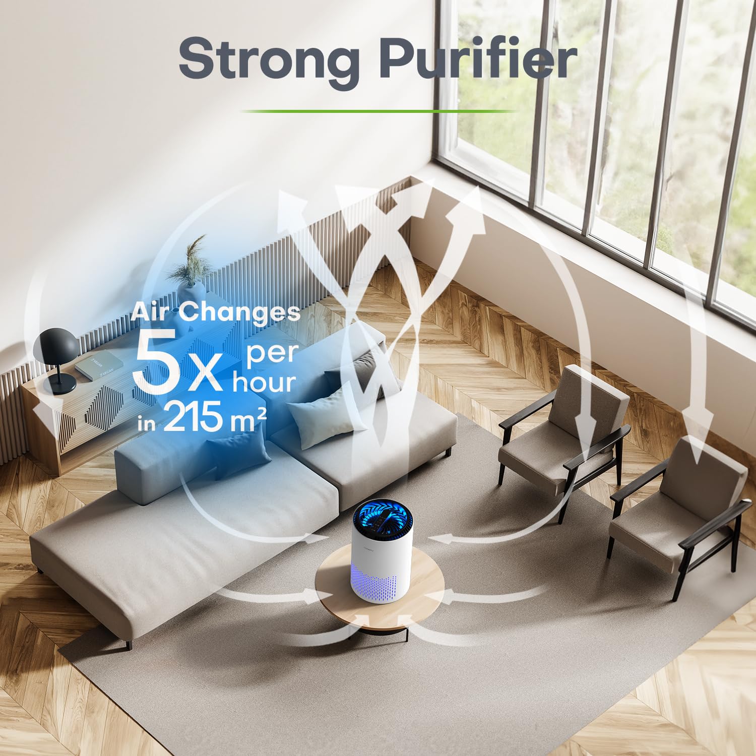 CONOPU Purificatore D'aria, Air Purifier Portable, Purificatore Aria Portatile Elimina Odori, Air Purifier Timer, per Camera Da Letto, Bagno, Soggiorno, Seminterrato