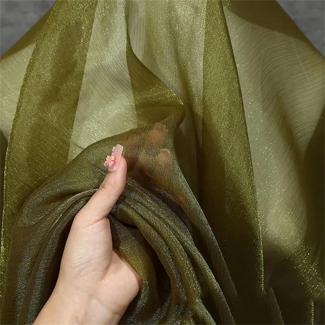 Organza Fabric， Organza Fabric Multicolor 100cm x 150cm for Decoration Clothing Sewing(32 Olive En8)