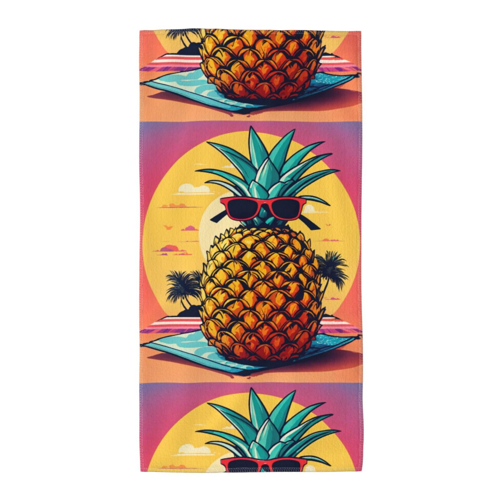 Cbaaghh Pineapple Fruit Sunglasses Sand Beach Print Towel, Towels Thick Face Towels Fast Drying Washcloth For Bath, Spa, Gym