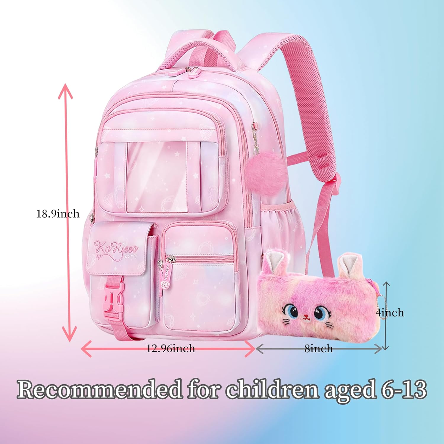 Girls Backpack for School Kids Backpack for Girls Cute Kids Kawaii Bookbag Book Bag for Elementary Primary School