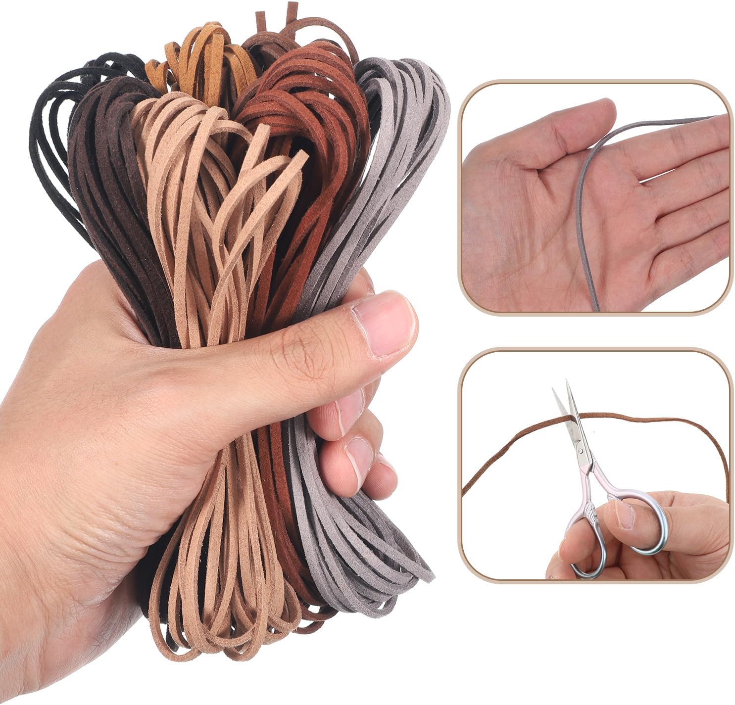 7 Roll Faux Suede Cord, 38 Yards 3mm Flat Leather String for Jewelry Making