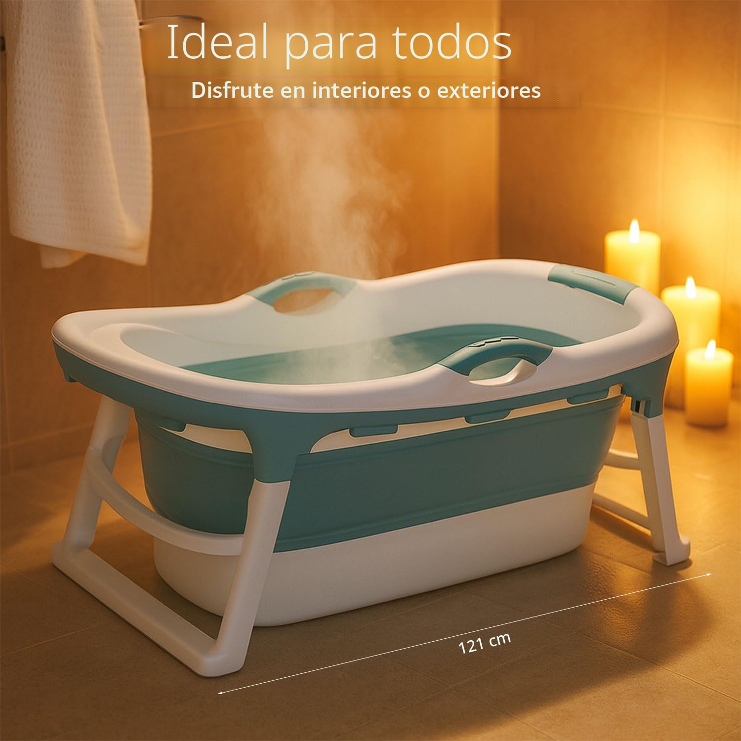 FLINQ Bañera plegable para adultos - 121 x 63 x 54 cm - Bañera móvil plegable - También adecuada para niños - Azul