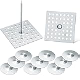 Hotop 100 Set 2-1/2 Inch Perforated Self Stick Insulation Pins 1.5 Inch Round Self Locking Washers Insulation Pins Insulation Hangers Washers for Foam Board Wall Floor Ceiling 200 Pcs in Total