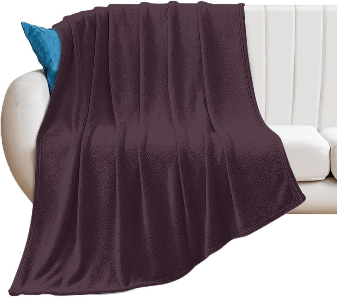 Purple Brown Solid Color Throw Blanket - Warm Comfy Super Soft & Plush Flannel Throws for Bed Couch Sofa Office – Lightweight Cozy Fuzzy Blankets for Kids Women Men 60x80in