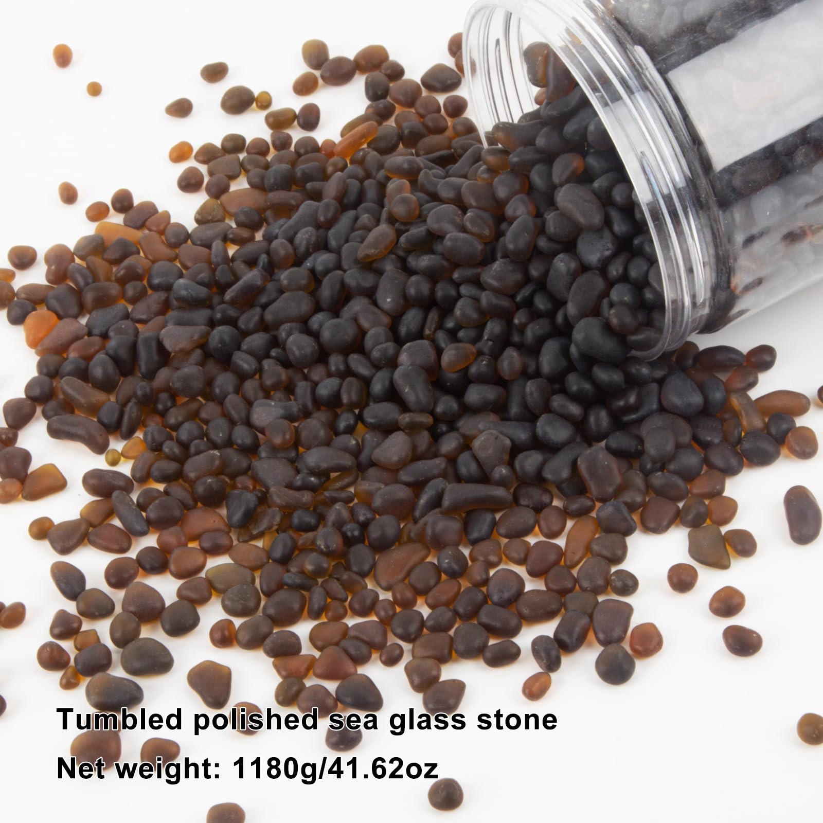 QEQEKAKA® Seeglassteine zum Basteln, ca. 405 g, dunkelbraune Glaskieselsteine, Edelsteine, Großpackung für Strand, Hochzeit, DIY-Dekoration, Aquarium, Schildkröte, Aquarium, Vasenfüller (dunkelblau)