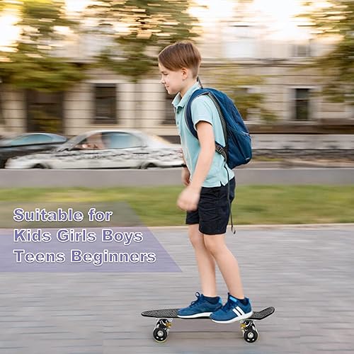 Miniatura 5 de Monopatín completo de 22 pulgadas Mini Cruiser Retro Skateboard para niños principiantes