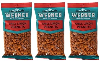 Werner Chile Limon Peanuts - 7 Oz. Bag Pack of 3 - Spicy Peanuts with Chili and Lime