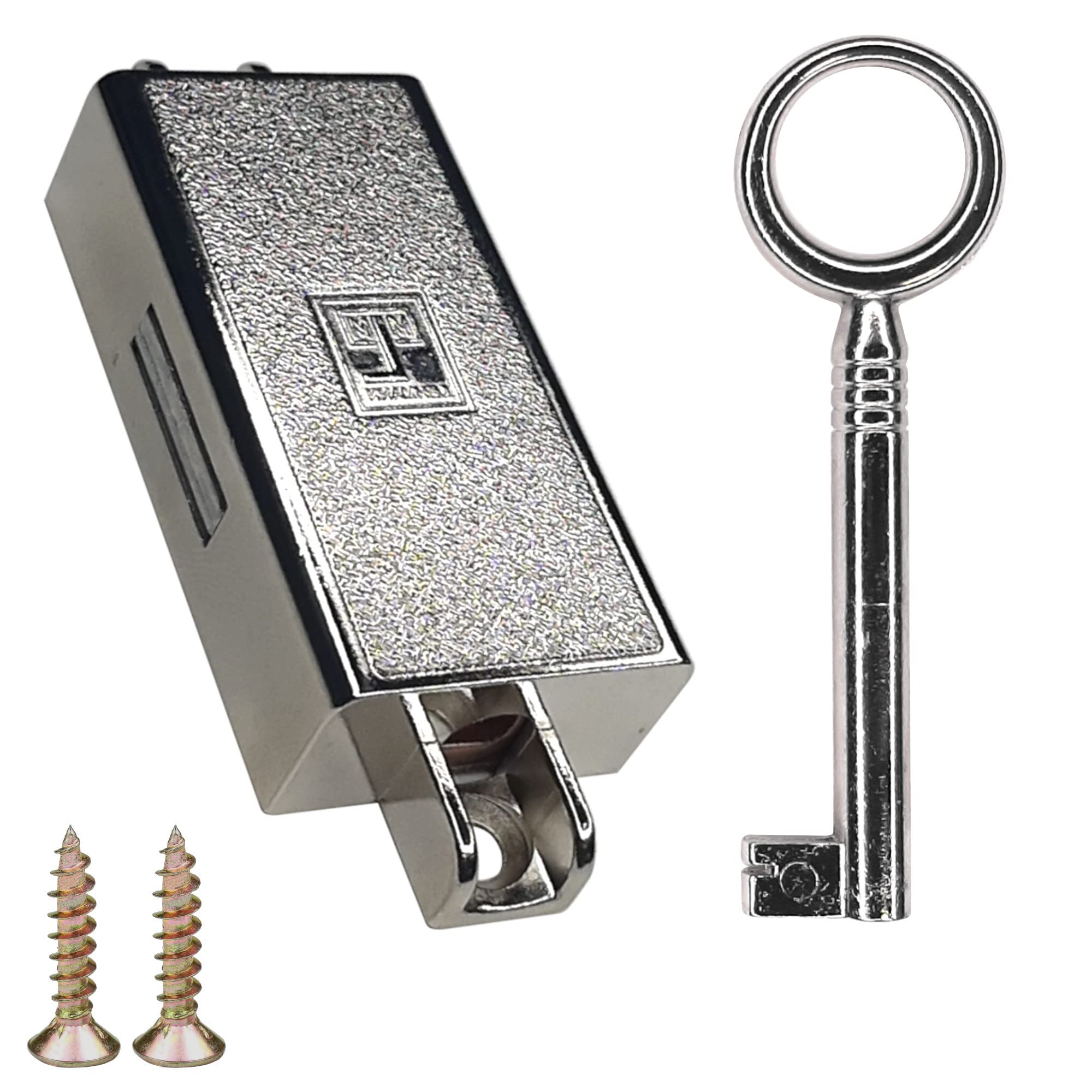 Cyclingcolors Chrome-Plated Cabinet Lock With Key Furniture Wardrobe Cupboard Drawer Cabinet Door Catch, Left