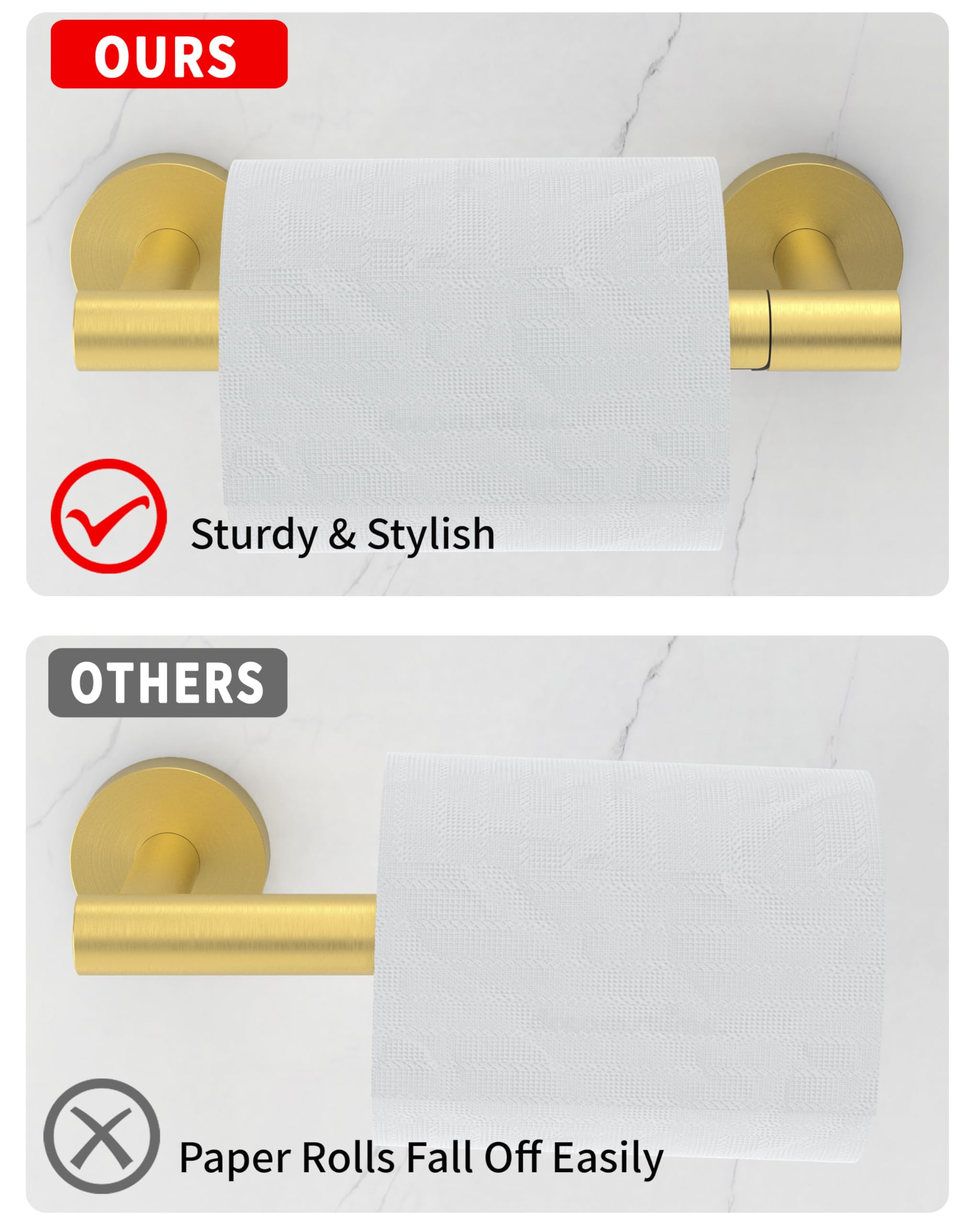 WZKALY Klopapierhalter Aus Edelstahl 304 – Gold, Verstellbar, Wandmontiert, Für Große Rollen