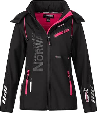Geographical Norway Giacca Impermeabile Donna | Dry Tech 5000, Termica, Cappuccio Rimovibile, Nero - copertina