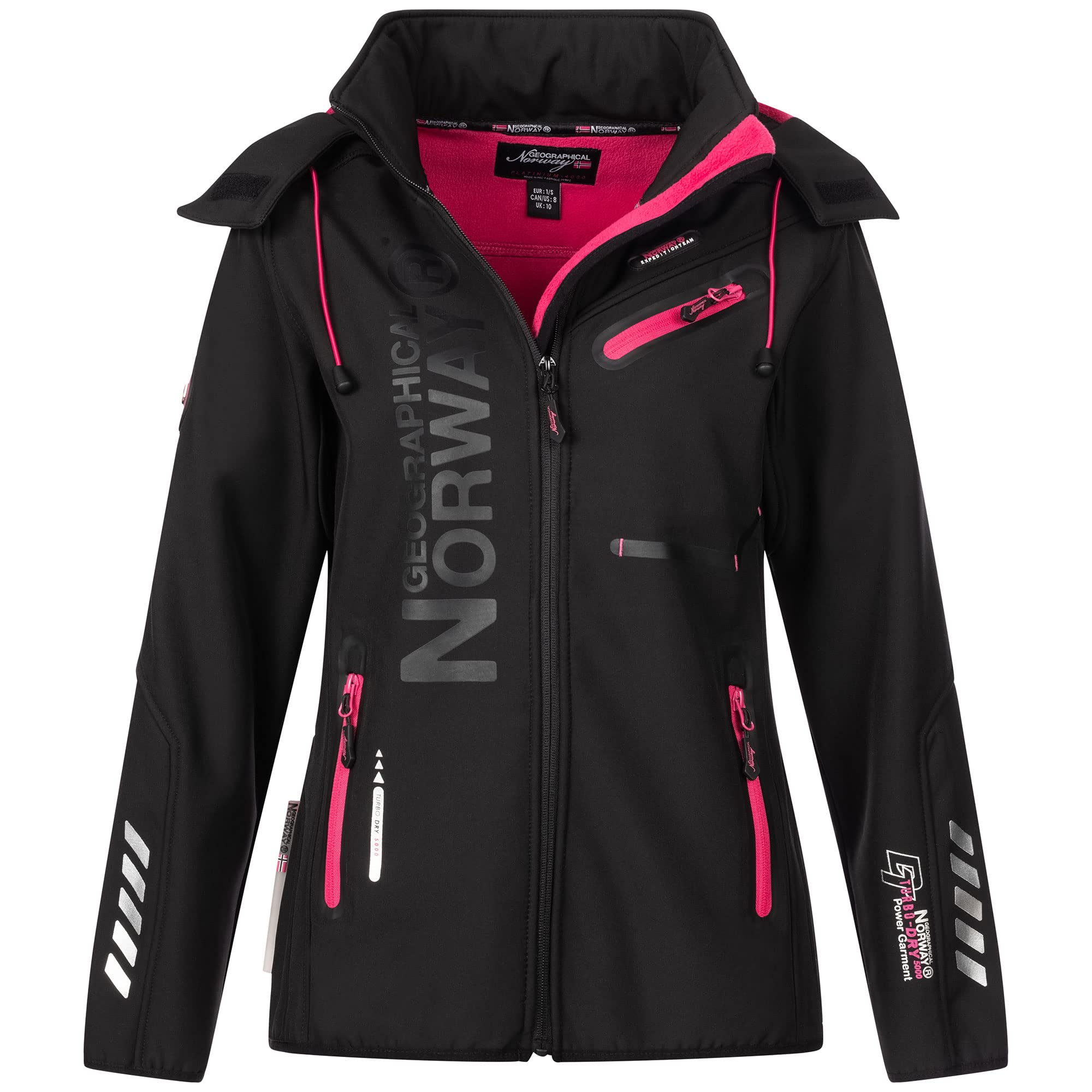 Geographical Norway Women's Softshell Functional Outdoor Rain Jacket IMS  Edition Sport Water-Repellent in Bundle with Urbandreamz Beanie S M L XL XXL