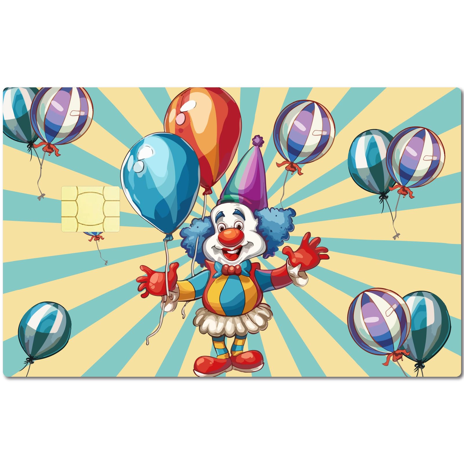CREATCABIN 4Pcs Clown Credit Card Skin Bank Card Cover Sticker April Fool's Day Balloon Debit Card Covering Decals Protection Removable No Bubble PVC Waterproof Slim for Payment Cards 3.3x2.1inch — image 1