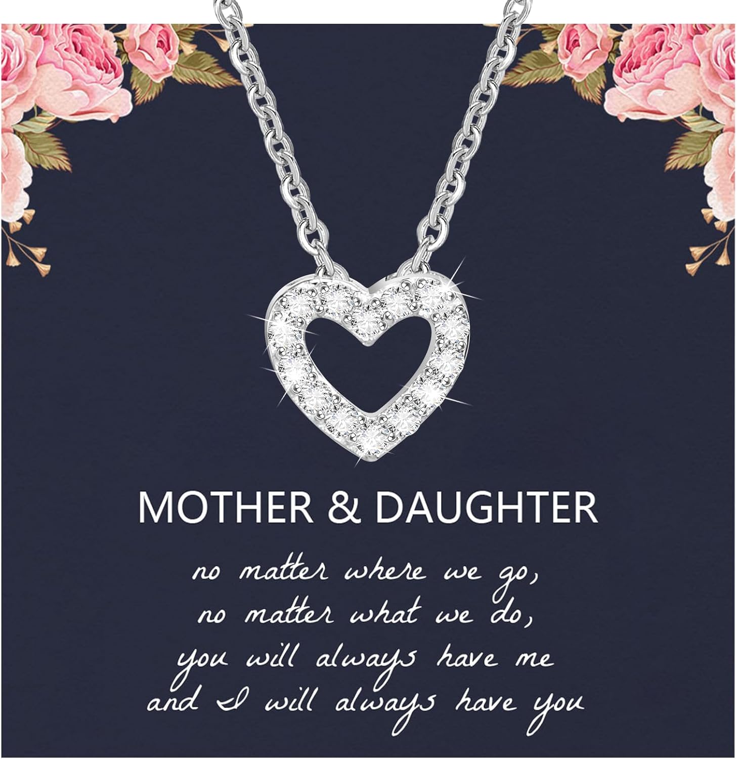 Sterling Silver Heart Necklace for Women, S925 Dainty Love Heart Necklaces with Cubic Zirconia, Cute Silver Pendant Necklaces Jewelry Gifts for Women Mother Birthday Valentines - Image 8