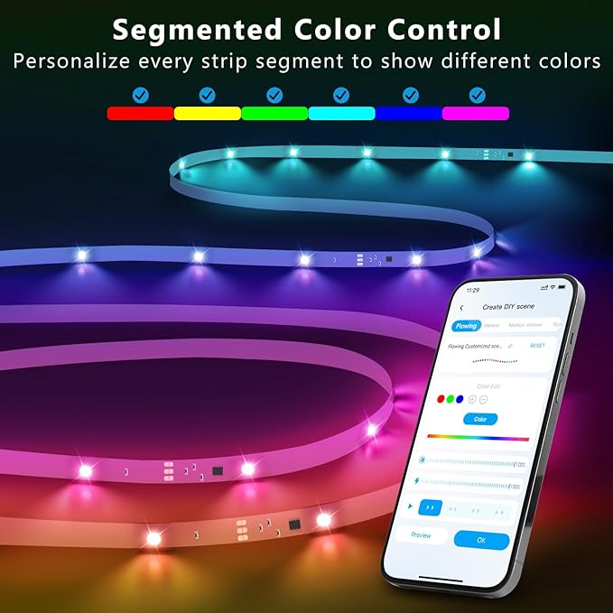 DAYBETTER Smart IC LED Strip Lights, BGRIC LED Lights for Bedroom 65.6FT