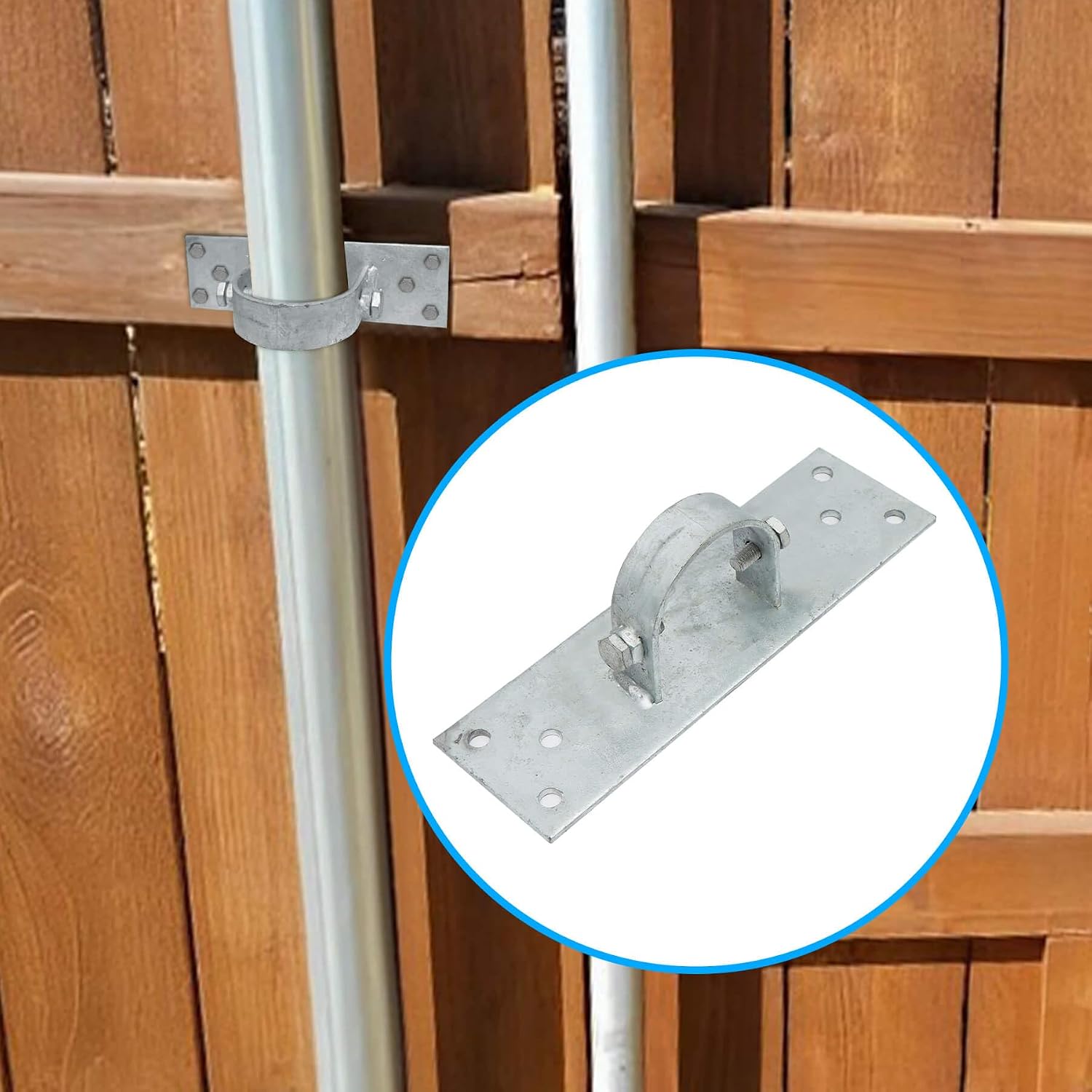 Chain Link Fence 1-5/8" Wood to Steel Post Bracket, Wood Fence to Steel Post Adapters, Adapter Brackets (Pack of 4)