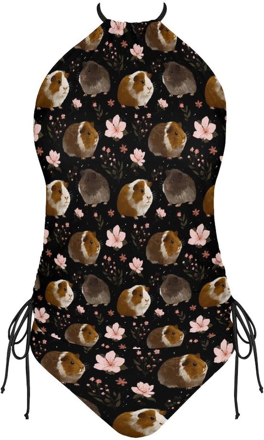 Guinea Pigs Cherry Flower Women Tankini 2 Piece Swim Bathing Suits | tummy control,high neck top with bottom,swimwear,swimsuits