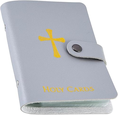 Miniatura 2 de Holy Lines - Portatarjetas de piel sintética gris con 20 fundas para cuarenta tarjetas sagradas con tres tarjetas, organizador de tarjetas sagradas