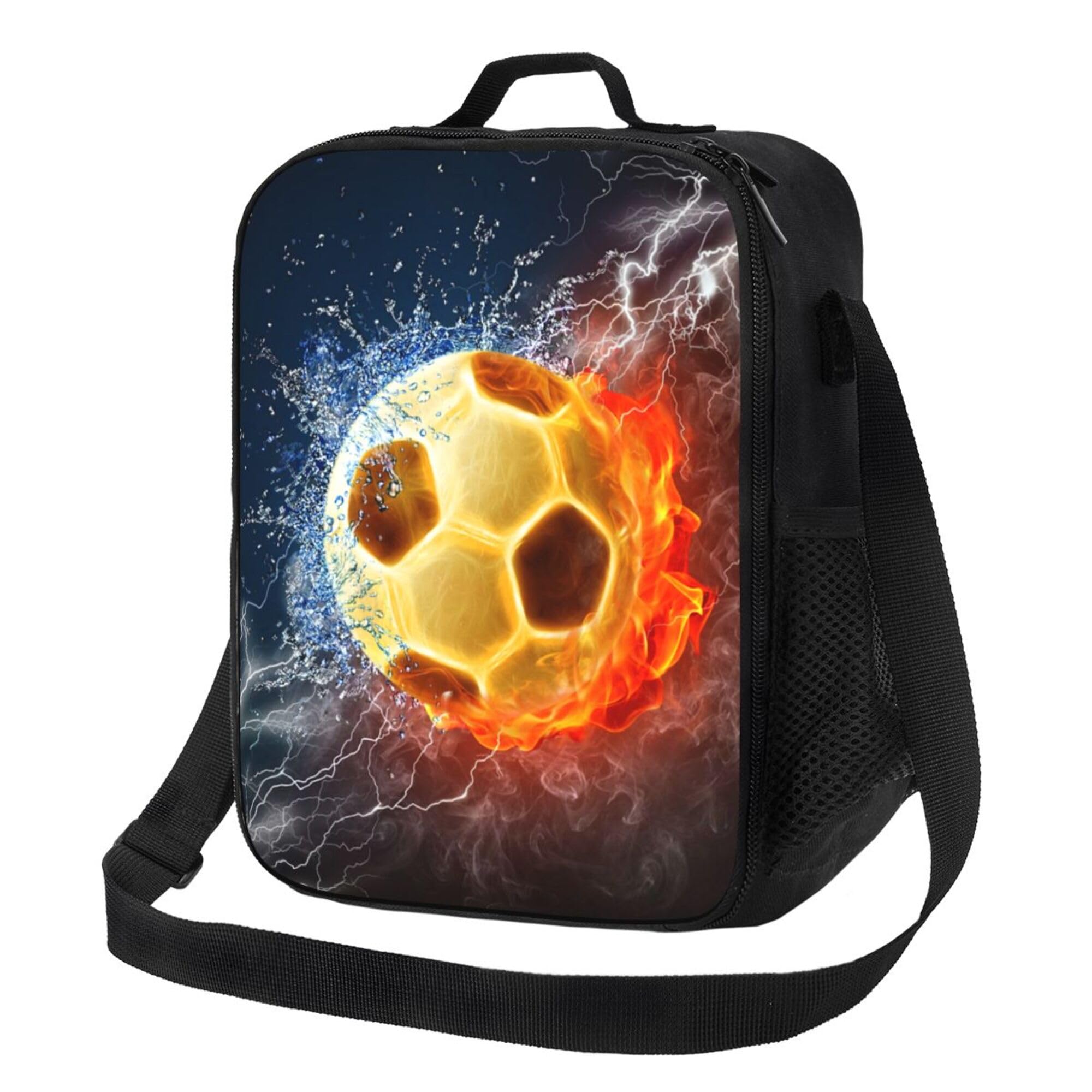 Gaakvrr Football Lunch Box for Boys Girls Insulated Durable Lunch Bag with Adjustable Shoulder Strap