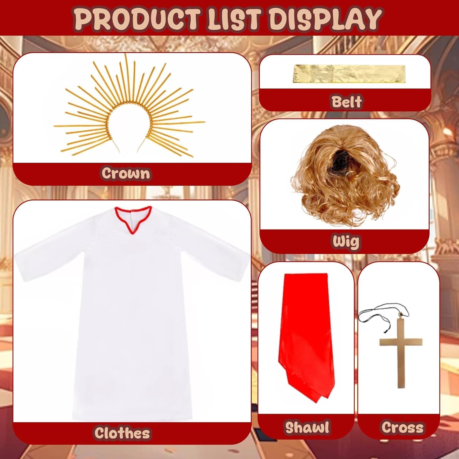 Simple polymer 6 Pcs Jesus Costume for Kid Biblical Christ Robe Set Shepherd and Greek God Costume for Easter Halloween