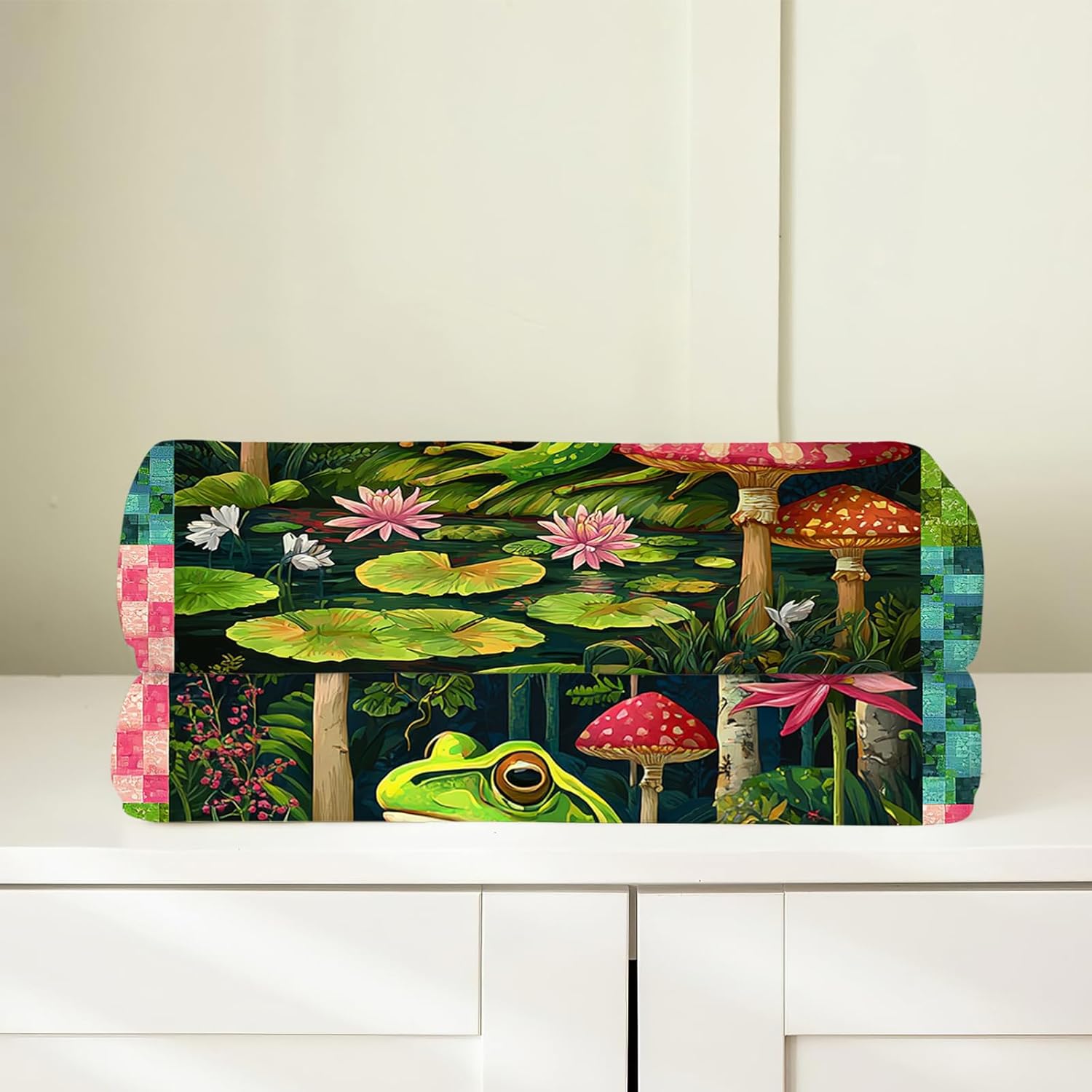 Frog Blanket, Frogs Throw Blanket, Frog Gifts, Mushroom Blankets, Frogs Stuff Fleece Flannel Plush for Women Men Boys Girls Lovers Adults Soft Bedding for Sofa Bed Office Home Decor 40"X50" - Image 7