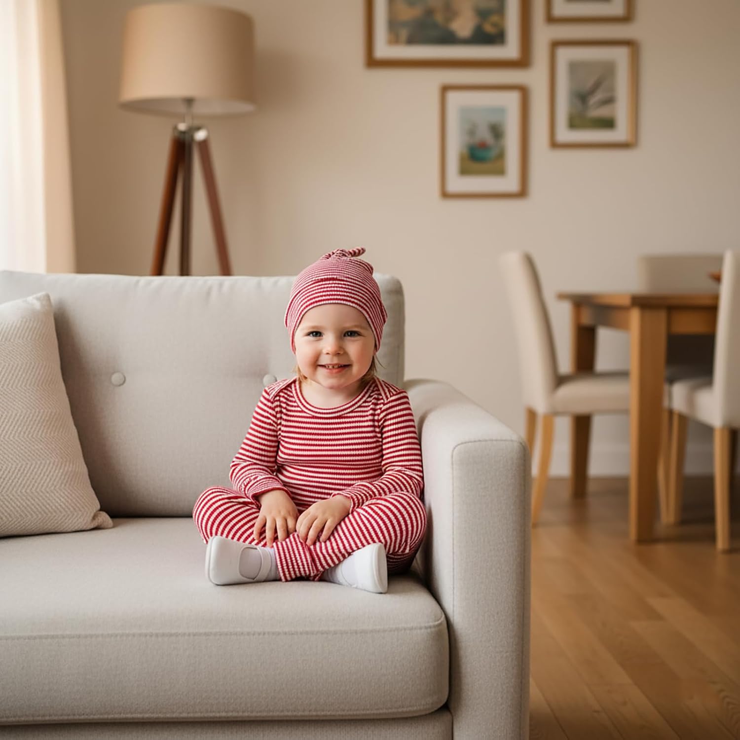 fhutpw Baby Boy Clothes 3 6 9 12 Months Striped Long Sleeve Romper Tops + Pants + Hat 3Pcs Infant Fall Winter Bodysuit Outfit - Image 4