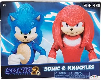 Sonic 2 Movie 4 Action Figure 2 Pack - Sonic & Knuckles, Red