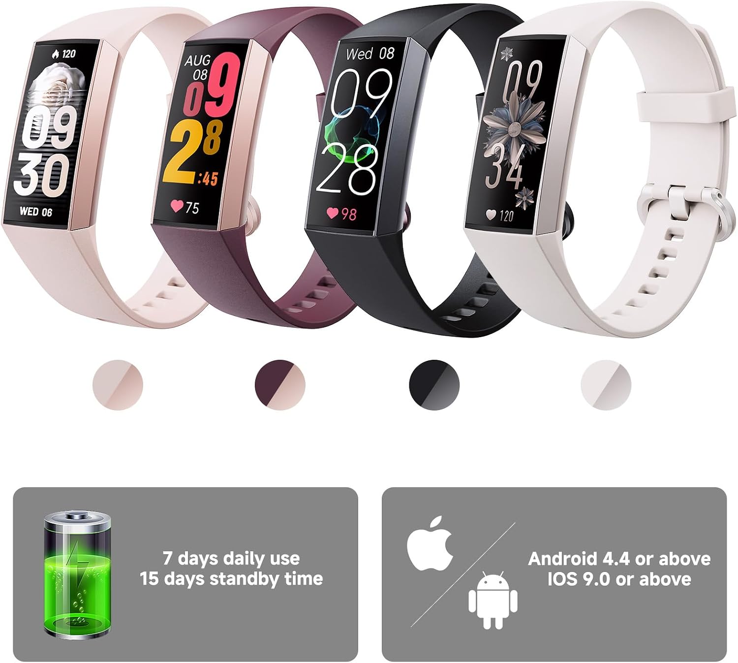KPEP Fitness Tracker with 24/7 Heart Rate/SpO2/Blood Pressure/Sleep Monitor | 24 Sports Modes Activity Tracker with 1.13" AMOLED Screen, IP68 Waterproof Step Counter for Android iPhones Men Women 9 71AFD88s eL. AC SL1500